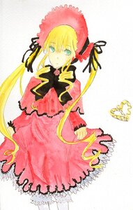 Rating: Safe Score: 0 Tags: 1girl blonde_hair blue_eyes bonnet bow bowtie bug butterfly dress drill_hair flower image insect long_hair long_sleeves looking_at_viewer red_dress shinku simple_background solo traditional_media twintails very_long_hair white_background User: admin