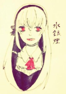 Rating: Safe Score: 0 Tags: 1girl bangs bow dress frills hairband image long_hair looking_at_viewer red_eyes simple_background solo suigintou tongue tongue_out upper_body yellow_background User: admin