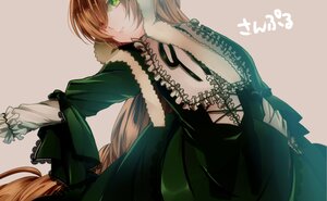 Rating: Safe Score: 0 Tags: 1girl brown_hair dress fur_trim green_dress green_eyes image lolita_fashion long_hair long_sleeves looking_at_viewer ribbon simple_background solo suiseiseki very_long_hair User: admin