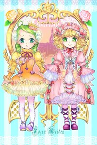 Rating: Safe Score: 0 Tags: 2girls blonde_hair bow dress drill_hair flower frills full_body green_eyes hair_ornament hat hinaichigo holding_hands image kanaria long_sleeves looking_at_viewer multiple_girls pair pantyhose pink_footwear ribbon shoes short_hair smile standing User: admin