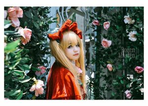 Rating: Safe Score: 0 Tags: 1girl artist_name blonde_hair blurry bow depth_of_field dress flower lips long_hair looking_at_viewer realistic red_dress shinku solo upper_body User: admin