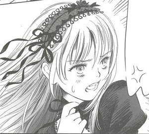 Rating: Safe Score: 0 Tags: 1girl anger_vein angry greyscale hair_ornament hair_ribbon image long_hair monochrome ribbon solo suigintou traditional_media User: admin