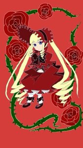 Rating: Safe Score: 0 Tags: 1girl blonde_hair blue_eyes bonnet bow bowtie dress flower full_body green_bow image long_hair long_sleeves looking_at_viewer red_background red_capelet red_dress red_flower red_rose rose shinku shoes solo twintails wings User: admin