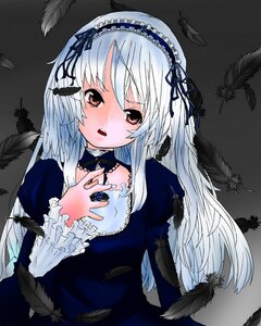 Rating: Safe Score: 0 Tags: 1girl auto_tagged bird black_feathers black_wings blush crow detached_collar dove dress feathers frills hairband image lolita_hairband long_hair long_sleeves looking_at_viewer open_mouth red_eyes ribbon silver_hair solo suigintou wings User: admin