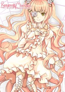 Rating: Safe Score: 0 Tags: 1girl blonde_hair boots cross-laced_footwear dress eyepatch flower frills hair_flower hair_ornament image kirakishou knee_boots long_hair long_sleeves pink_hair rose smile solo thorns very_long_hair white_flower white_rose yellow_eyes User: admin