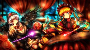 Rating: Safe Score: 0 Tags: 2girls black_wings blonde_hair blue_eyes bonnet book bow curtains dress drill_hair flower frills hairband image long_hair looking_at_viewer multiple_girls pair red_eyes red_flower red_rose rose shinku silver_hair suigintou twintails wings User: admin