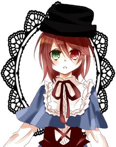 Rating: Safe Score: 0 Tags: 1girl black_headwear blue_dress brown_hair capelet frills green_eyes hat heterochromia image long_sleeves looking_at_viewer red_eyes ribbon short_hair solo souseiseki suiseiseki upper_body white_background User: admin