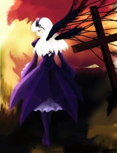 Rating: Safe Score: 0 Tags: 1girl black_wings dress full_body image long_hair profile solo standing suigintou sunset white_hair wings User: admin