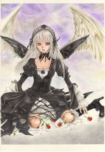 Rating: Safe Score: 0 Tags: 1girl apple black_dress black_wings dress feathered_wings feathers flower food frills fruit hairband image long_hair long_sleeves looking_at_viewer puffy_sleeves red_flower red_rose rose silver_hair sitting solo strawberry suigintou wings User: admin