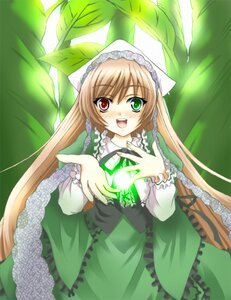 Rating: Safe Score: 0 Tags: 1girl :d blush brown_hair dress frills green_dress green_eyes heterochromia image long_hair long_sleeves looking_at_viewer open_mouth plant red_eyes smile solo suiseiseki very_long_hair User: admin