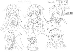 Rating: Safe Score: 0 Tags: 1girl character_sheet dress image lineart long_hair monochrome multiple_views sketch solo suiseiseki User: admin