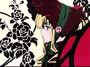 Rating: Safe Score: 0 Tags: 1girl blonde_hair blue_eyes blush bonnet flower hat image long_hair pink_rose portrait profile red_rose rose shinku simple_background solo upper_body User: admin