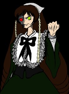 Rating: Safe Score: 0 Tags: 1girl bow brown_hair chain dress frills green_eyes image long_sleeves looking_at_viewer red_eyes solo suiseiseki User: admin