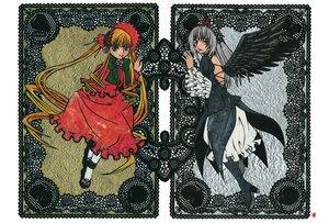 Rating: Safe Score: 0 Tags: 2girls black_wings blonde_hair blue_eyes dress flower image long_hair long_sleeves looking_at_viewer multiple_girls pair red_dress red_eyes rose shinku silver_hair suigintou twintails very_long_hair wings User: admin