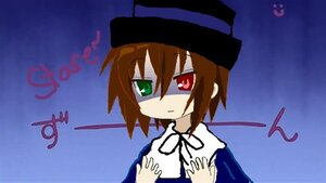 Rating: Safe Score: 0 Tags: 1girl brown_hair dress expressionless green_eyes hat heterochromia image long_sleeves looking_at_viewer red_eyes ribbon short_hair solo souseiseki top_hat upper_body User: admin