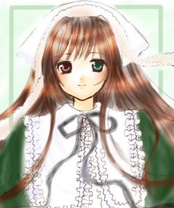 Rating: Safe Score: 0 Tags: 1girl bangs blush brown_hair dress frills green_dress green_eyes head_scarf image long_hair long_sleeves looking_at_viewer smile solo suiseiseki upper_body User: admin