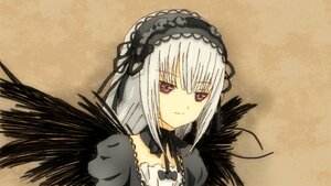 Rating: Safe Score: 0 Tags: 1girl bangs black_ribbon black_wings brown_background closed_mouth detached_collar dress frills hairband image long_hair looking_at_viewer ribbon silver_hair simple_background smile solo suigintou upper_body wings User: admin