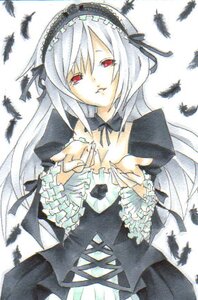 Rating: Safe Score: 0 Tags: 1girl bird black_feathers black_ribbon black_wings crow detached_collar dove dress feathered_wings feathers flower frilled_sleeves frills hairband image long_hair long_sleeves looking_at_viewer marker_(medium) red_eyes ribbon seagull silver_hair solo suigintou traditional_media very_long_hair white_background white_feathers wings User: admin