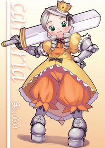 Rating: Safe Score: 0 Tags: 1girl armor armored_dress blush character_name crown dated dress drill_hair full_body green_eyes image kanaria kei_jiei long_sleeves looking_at_viewer orange_background orange_theme parody princess_crown puffy_sleeves rozen_maiden smile solo standing weapon yellow_dress User: admin
