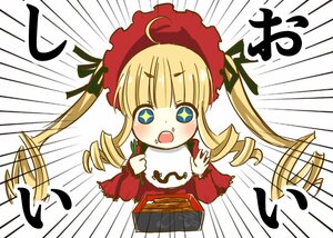 Rating: Safe Score: 0 Tags: 1girl ahoge blonde_hair blue_eyes blush_stickers bonnet dress drill_hair emphasis_lines food hat image long_hair long_sleeves open_mouth red_dress shinku solo surprised twin_drills upper_body User: admin