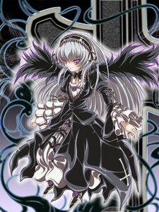 Rating: Safe Score: 0 Tags: 1girl black_dress black_wings dress frilled_sleeves frills hairband image lolita_hairband long_hair long_sleeves looking_at_viewer pink_eyes ribbon rose silver_hair solo suigintou very_long_hair wings User: admin