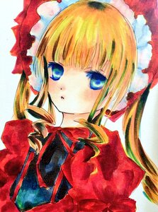 Rating: Safe Score: 0 Tags: 1girl :o bangs blonde_hair blue_eyes blush bow bowtie dress drill_hair flower image long_hair long_sleeves looking_at_viewer marker_(medium) millipen_(medium) red_dress shinku sidelocks solo traditional_media twin_drills twintails upper_body User: admin