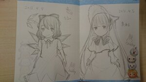 Rating: Safe Score: 0 Tags: 2girls bow cirno dress hair_bow ice ice_wings image long_hair looking_at_viewer monochrome multiple_girls photo shinku short_hair sketch solo traditional_media wings User: admin