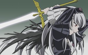 Rating: Safe Score: 0 Tags: 1girl bangs black_dress black_wings dress frills grey_background highres holding holding_weapon image long_hair long_sleeves profile red_eyes ribbon rozen_maiden silver_hair solo suigintou sword upper_body vector_trace very_long_hair weapon wings User: admin