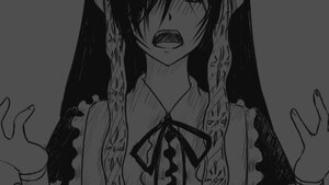 Rating: Safe Score: 0 Tags: 1girl apron frills greyscale image long_hair maid monochrome neck_ribbon open_mouth ribbon simple_background solo suiseiseki upper_body User: admin