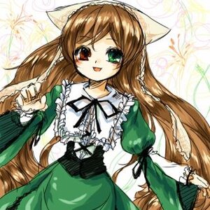 Rating: Safe Score: 0 Tags: 1girl :d brown_hair dress frills green_dress green_eyes hat head_scarf heterochromia image long_hair long_sleeves looking_at_viewer open_mouth red_eyes smile solo suiseiseki very_long_hair User: admin