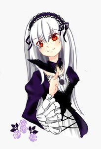 Rating: Safe Score: 0 Tags: 1girl detached_collar dress flower frilled_sleeves frills hairband image juliet_sleeves long_hair long_sleeves looking_at_viewer puffy_sleeves red_eyes rose silver_hair simple_background smile solo suigintou upper_body User: admin