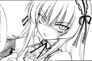 Rating: Safe Score: 3 Tags: 1girl black_border blush face flower greyscale hair_ribbon image long_hair looking_at_viewer monochrome ribbon rose sidelocks simple_background solo suigintou upper_body white_background User: admin