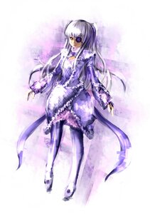 Rating: Safe Score: 0 Tags: 1girl barasuishou dress frills full_body image long_hair long_sleeves purple_theme solo standing striped vertical_stripes very_long_hair User: admin