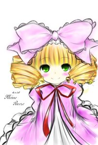 Rating: Safe Score: 0 Tags: 1girl blonde_hair blush bow dress drill_hair frills green_eyes hina_ichigo hinaichigo image long_sleeves looking_at_viewer pink_bow pink_dress ribbon simple_background smile solo white_background User: admin