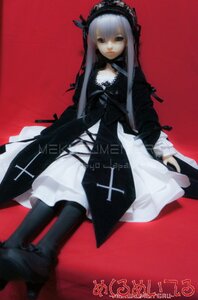 Rating: Safe Score: 0 Tags: 1girl bangs black_dress black_legwear boots closed_mouth doll dress frills gothic_lolita hairband lolita_fashion lolita_hairband long_hair long_sleeves looking_at_viewer red_background silver_hair sitting solo standing suigintou User: admin