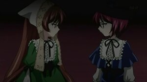 Rating: Safe Score: 0 Tags: 2girls dress frills green_dress hat image long_hair long_sleeves multiple_girls neck_ribbon pair profile ribbon short_hair siblings sisters souseiseki suiseiseki twins very_long_hair User: admin