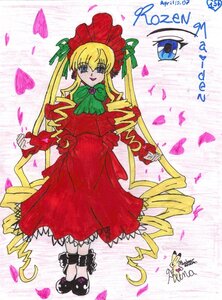 Rating: Safe Score: 0 Tags: 1girl blonde_hair blue_eyes bonnet bow bowtie dress drill_hair flower full_body green_bow green_neckwear heart image long_hair long_sleeves looking_at_viewer open_mouth petals red_dress shinku shoes sidelocks smile solo standing twintails very_long_hair User: admin