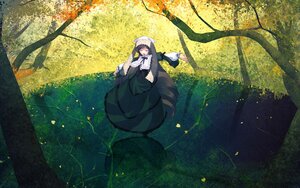 Rating: Safe Score: 0 Tags: 1girl :d aikura_chihiro autumn autumn_leaves black_hair black_ribbon brown_hair closed_eyes commentary_request corset dress drill_hair falling_leaves flower forest frilled_dress frills full_body green_dress head_scarf image layered_dress leaf long_hair long_sleeves nature open_mouth outdoors outstretched_arms photoshop_(medium) plant pond reflection ribbon rozen_maiden shore smile solo suiseiseki tree very_long_hair water User: admin