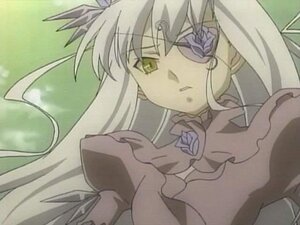 Rating: Safe Score: 0 Tags: 1girl barasuishou blonde_hair blue_flower blue_rose choker dress drill_hair eyepatch flower frills image long_hair rose shinku simple_background solo suigintou upper_body yellow_eyes User: admin