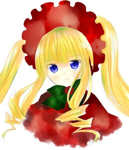 Rating: Safe Score: 0 Tags: 1girl auto_tagged blonde_hair blue_eyes blush bonnet bow bowtie dress drill_hair green_bow image long_hair long_sleeves looking_at_viewer shinku sidelocks simple_background solo twin_drills twintails white_background User: admin
