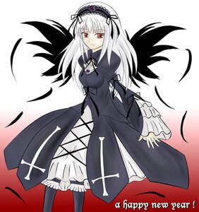 Rating: Safe Score: 0 Tags: 1girl black_dress black_wings dress feathers frills hairband image juliet_sleeves long_hair long_sleeves looking_at_viewer puffy_sleeves red_eyes silver_hair smile solo suigintou white_background wings User: admin