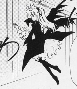 Rating: Safe Score: 0 Tags: 1girl black_wings boots dress frills full_body greyscale image long_hair long_sleeves monochrome solo standing suigintou very_long_hair wings User: admin