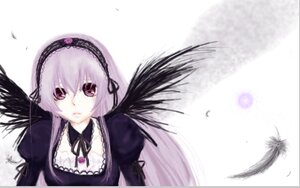 Rating: Safe Score: 0 Tags: 1girl bird black_feathers black_ribbon black_wings detached_collar dress feathered_wings feathers flower frills hairband image long_hair long_sleeves looking_at_viewer pink_eyes puffy_sleeves solo suigintou upper_body wings User: admin