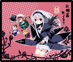 Rating: Safe Score: 0 Tags: 1girl brown_hair dress frills hairband hat image letterboxed lolita_fashion long_sleeves looking_at_viewer multiple multiple_girls polka_dot polka_dot_background silver_hair smile suigintou tagme wings User: admin