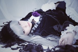 Rating: Safe Score: 0 Tags: 1girl bangs black_dress closed_mouth dress flower gothic_lolita lips lolita_fashion lolita_hairband long_hair long_sleeves looking_at_viewer purple_eyes rose solo suigintou upper_body white_hair User: admin