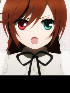 Rating: Safe Score: 0 Tags: 1girl :o bangs black_neckwear black_ribbon eyebrows_visible_through_hair face green_eyes image looking_at_viewer neck_ribbon open_mouth question red_eyes red_hair ribbon short_hair simple_background solo suiseiseki white_background User: admin