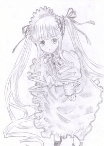 Rating: Safe Score: 0 Tags: 1girl blush bowtie dress drill_hair frills greyscale image long_hair long_sleeves looking_at_viewer monochrome ribbon shinku simple_background solo standing twintails very_long_hair white_background User: admin