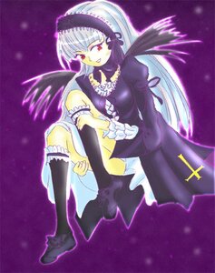 Rating: Safe Score: 0 Tags: 1girl auto_tagged black_wings dress frilled_sleeves frills full_body hairband image leg_garter long_hair long_sleeves red_eyes silver_hair solo suigintou wings User: admin
