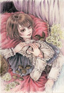 Rating: Safe Score: 0 Tags: 1girl brown_hair colored_pencil_(medium) flower frilled_sleeves frills image lips long_sleeves looking_at_viewer lying on_back pillow rose short_hair skirt solo souseiseki traditional_media watercolor_(medium) white_flower white_rose User: admin