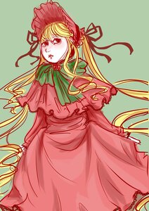 Rating: Safe Score: 0 Tags: 1girl blonde_hair bonnet capelet dress image long_hair long_sleeves rose shinku simple_background solo twintails very_long_hair User: admin